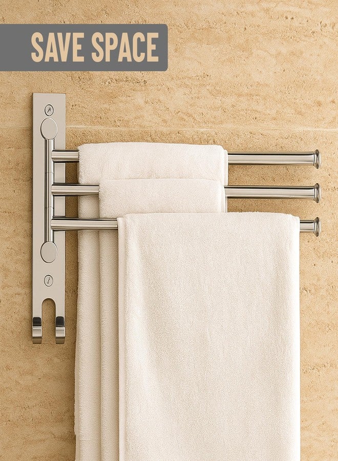 ACHRO Self Adhesive and Wall Mount Swivel Towel Rack, 15 Inch Thicken 304 Stainless Steel 3-Arm Towel Bar, Space Saving, Rustproof Swing Out Towel Hanger for Bathroom, Kitchen (Brushed Nickel) - Image 5
